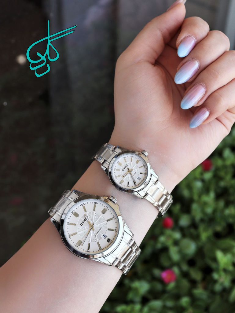 خرید ست ساعت مردانه زنانه کاسیو casio ضدآب رنگ ثابت بند قفلی تاریخ دار کیفیت عالی دارای رنگ بندی کد 2116006 - ردگل