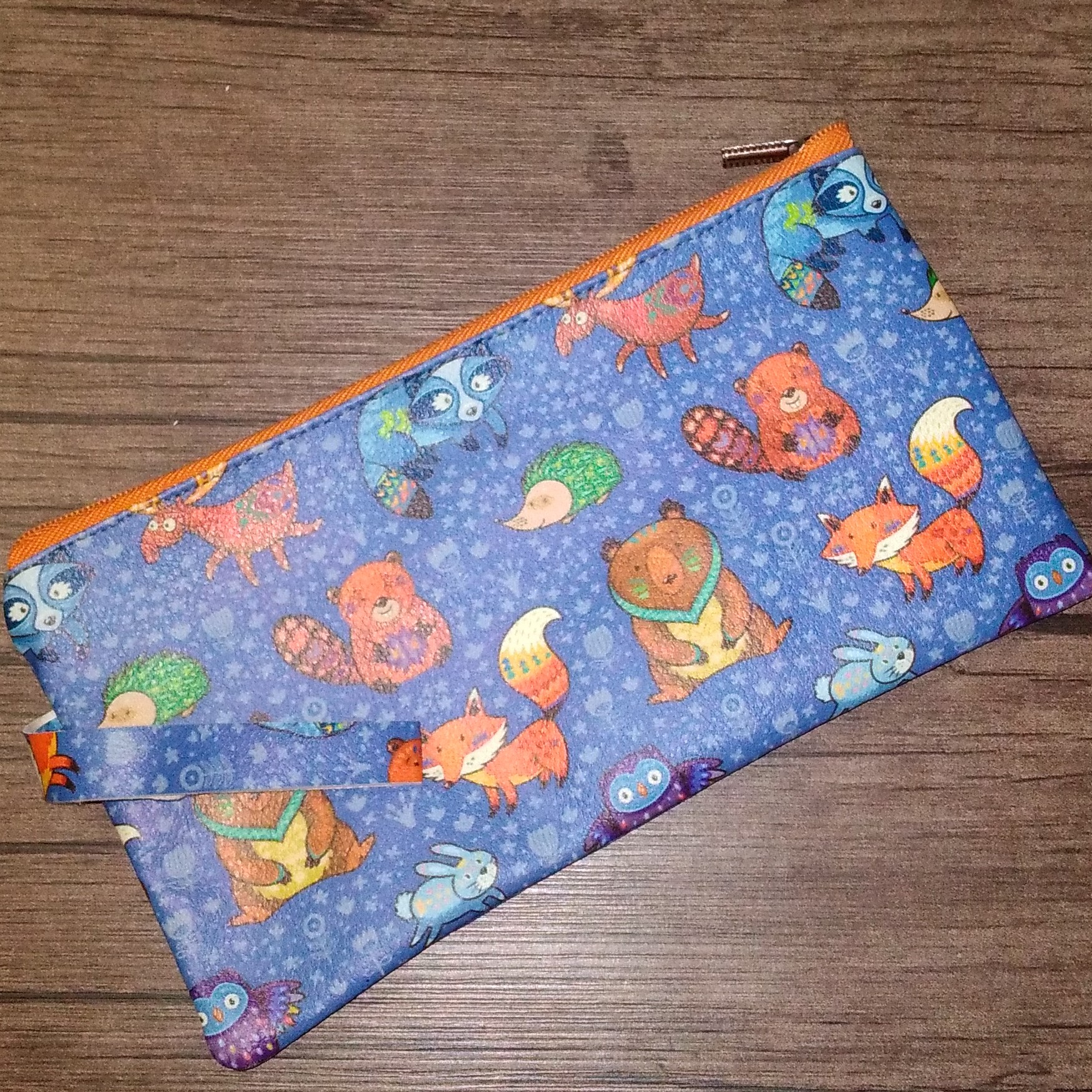 جامدادی چرم تک زیپ تخت طرح حیوانات جنگل