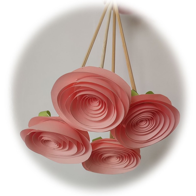 گل مصنوعی رز ژولیت کاغذی کالباسی 4عددی mk88