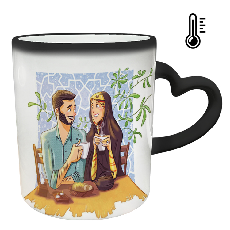 ماگ حرارتی مدل دسته قلبی طرح عاشقانه کد 304