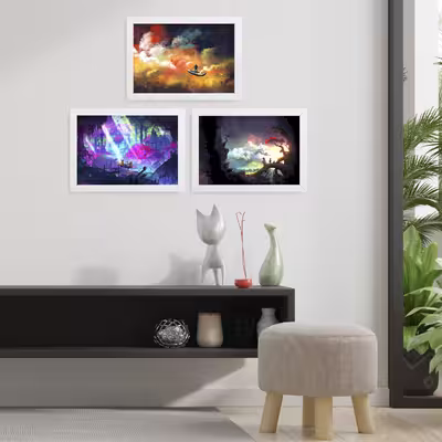 تابلو آرتیفن طرح Artistic کد 145w مجموعه 3 عددی