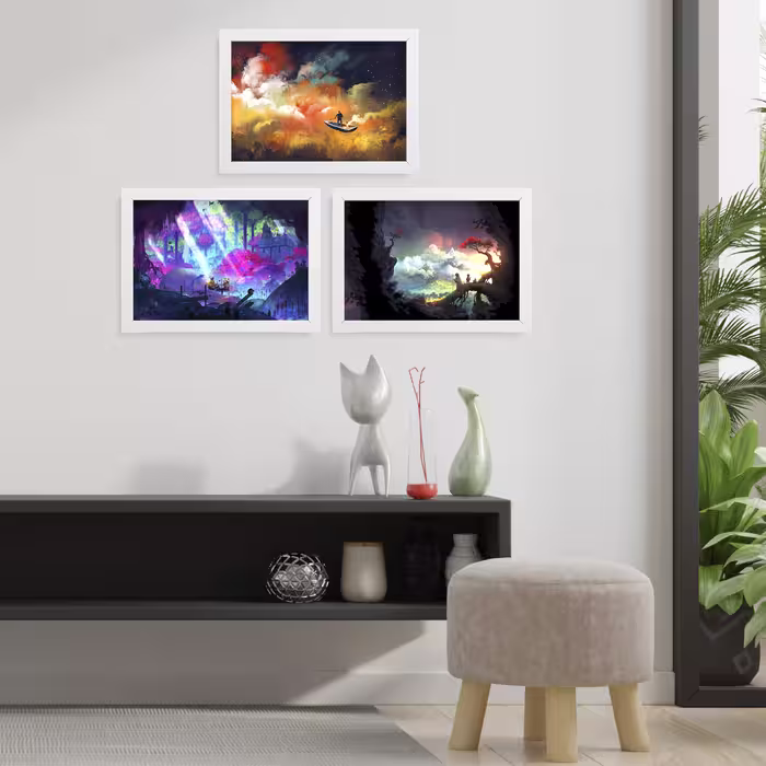 تابلو آرتیفن طرح Artistic کد 145w مجموعه 3 عددی