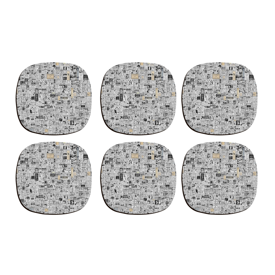 زیر لیوانی ترمه طراحان ایده مدل روزنامه ها کد cfp130 بسته شش عددی