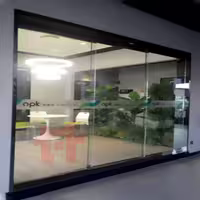 مکانیزم درب ریلی تاپ لاین روف هنگ ترکیبـی تک درب ثابت و دو درب متحرک شیشه ای فانتونی K112