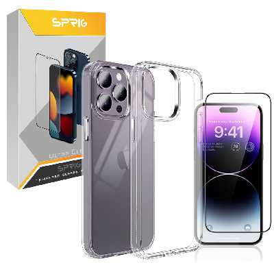 کاور اسپریگ مدل Full-Clear مناسب برای گوشی موبایل اپل iPhone 14 Pro به همراه محافظ صفحه نمایش