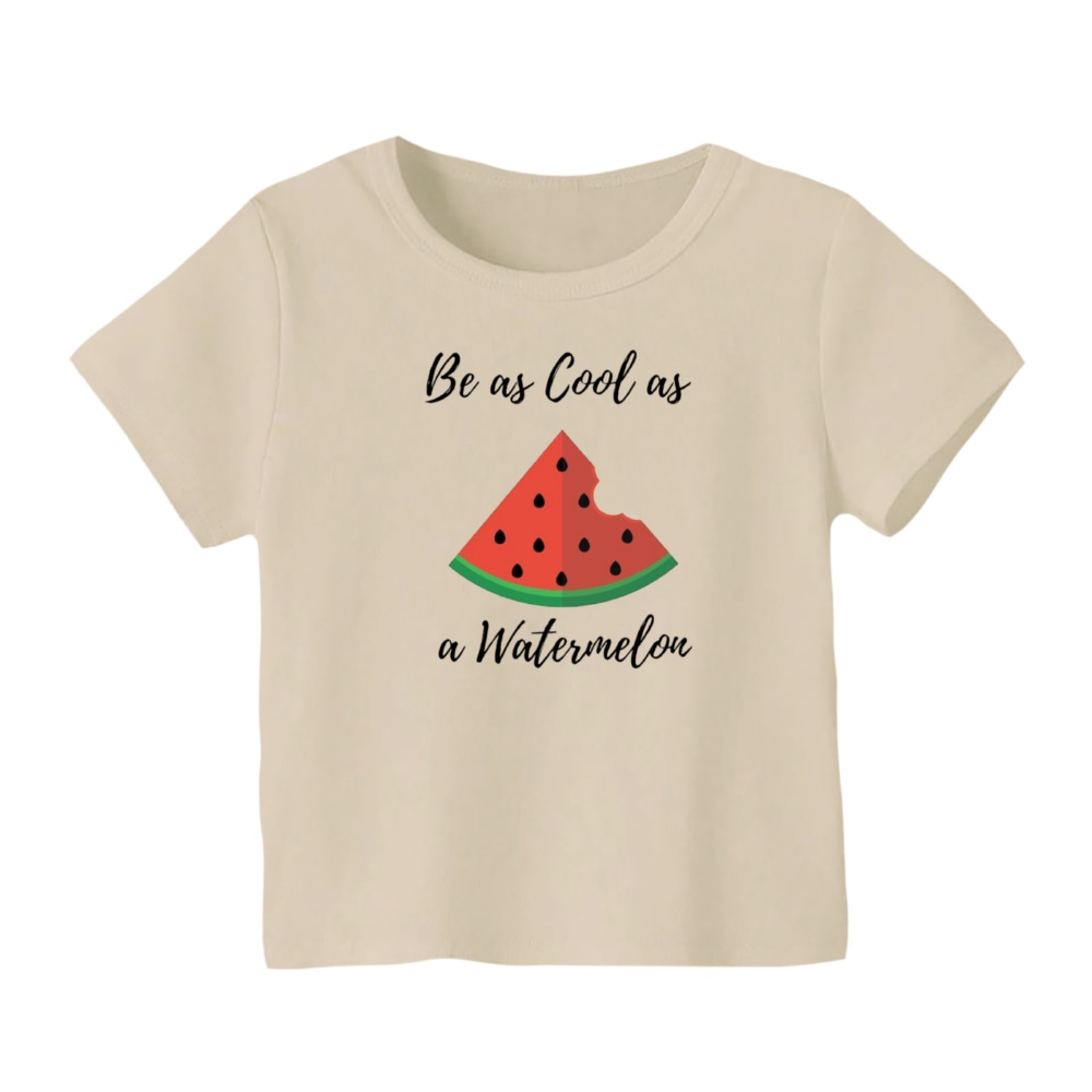 تی شرت آستین کوتاه بچگانه مدل هندوانه یلدایی کد 25 رنگ کرم