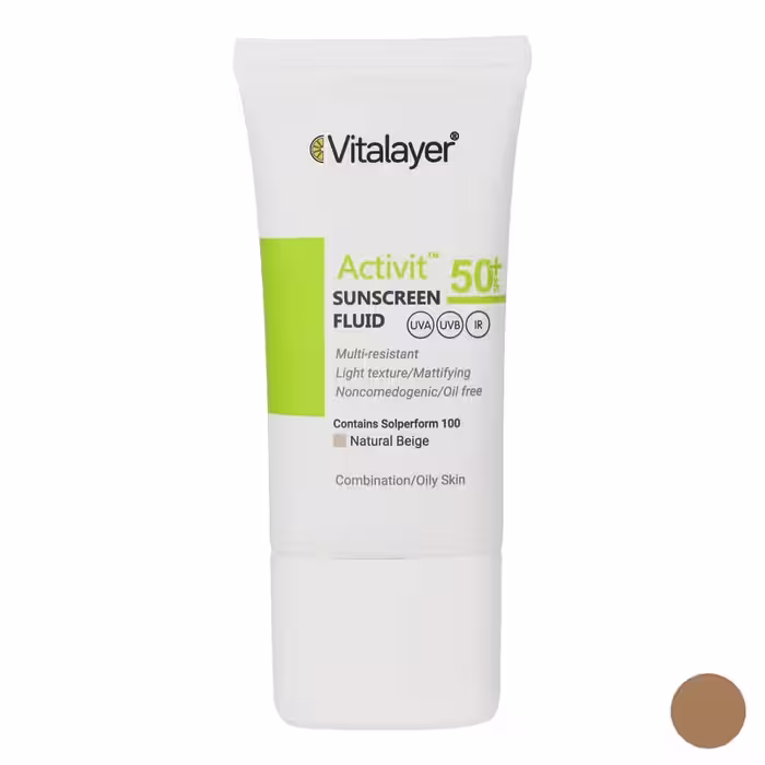 فلوئید ضد آفتاب رنگی SPF50 ویتالیر اکتیویت حجم 50 میلی لیتر