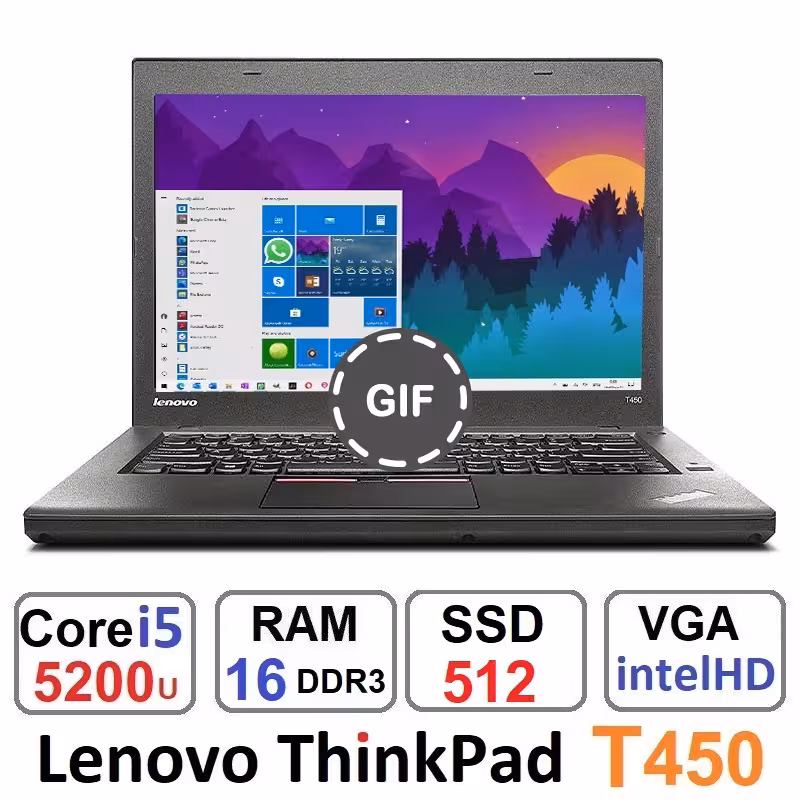 لپ تاپ لنوو Lenovo ThinkPad T450 Core i5 5200u رم16 و SSD512