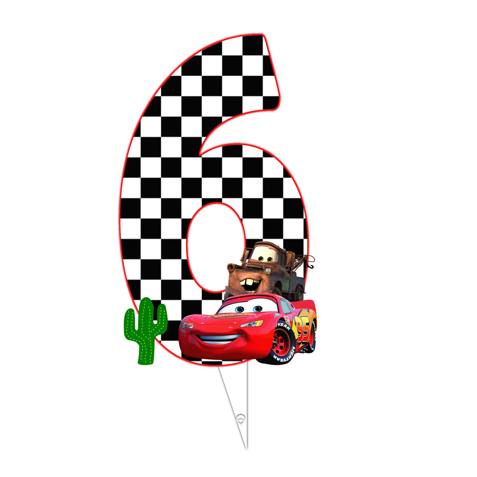  تاپر طرح عدد 6 مدل ماشین مک کوئین