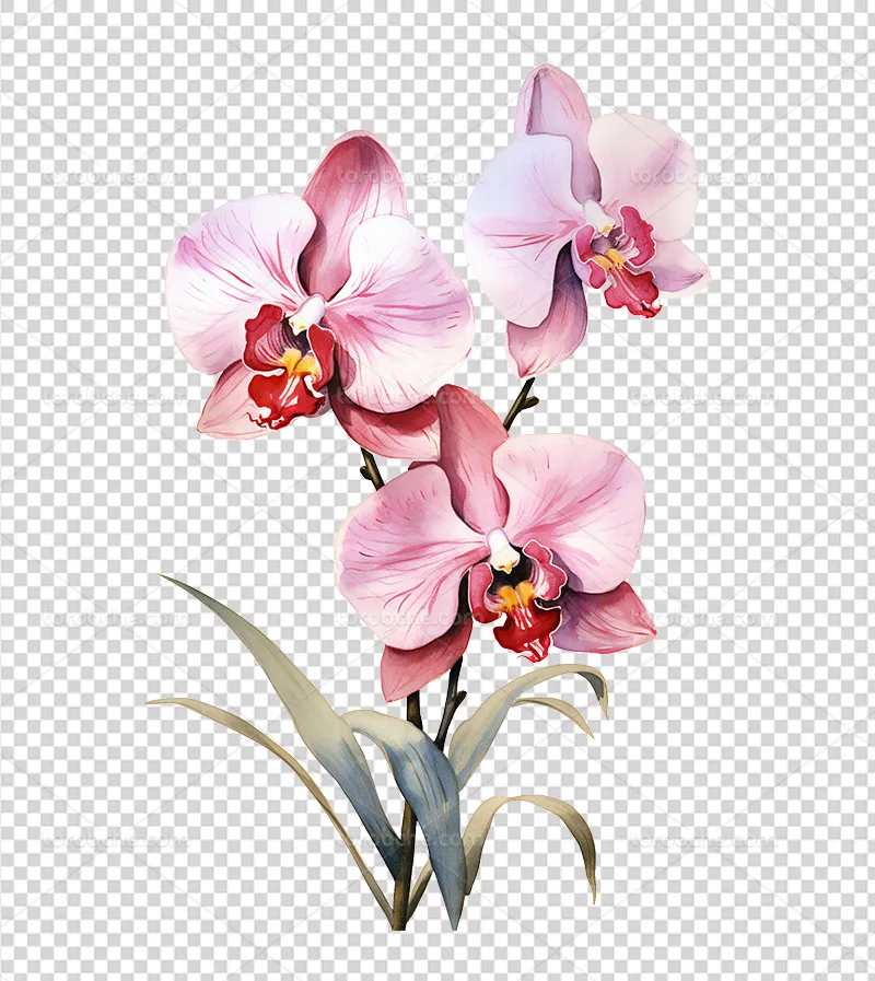 عکس PNG گل و برگ آبرنگی | گرافیک با طعم تربچه