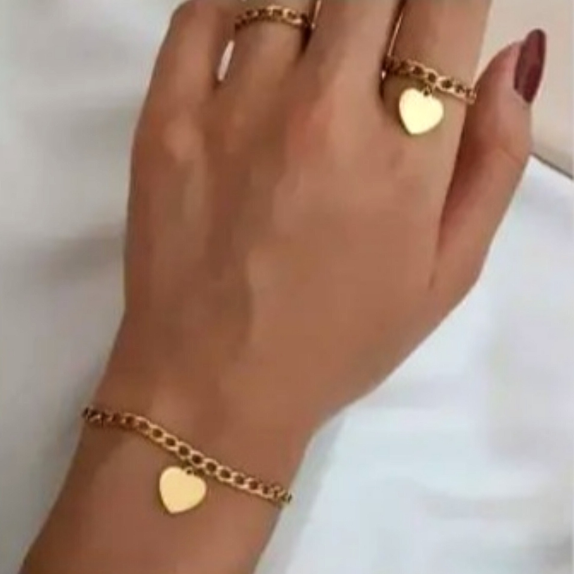 ست دستبند و انگشتر کارتیر استیل با آویز قلب،تست واکتس شده،رنگ ثابت،ارسال رایگان،مناسب استفاده دائم وهدیه،بدلیجات استیل