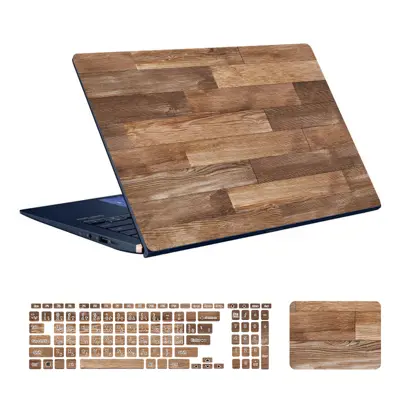  استیکر لپ تاپ توییجین و موییجین طرح WOOD کد 15 مناسب برای لپ تاپ 15.6 اینچ به همراه برچسب حروف فارسی کیبورد 
