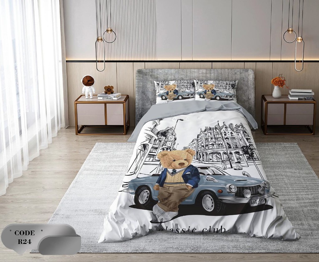 سرویس روتختی 1 نفره 4 تکه ابعاد 165 ×235 کشدار ضد حساسیت و عرق کد R24 | ست خواب و ست روتختی