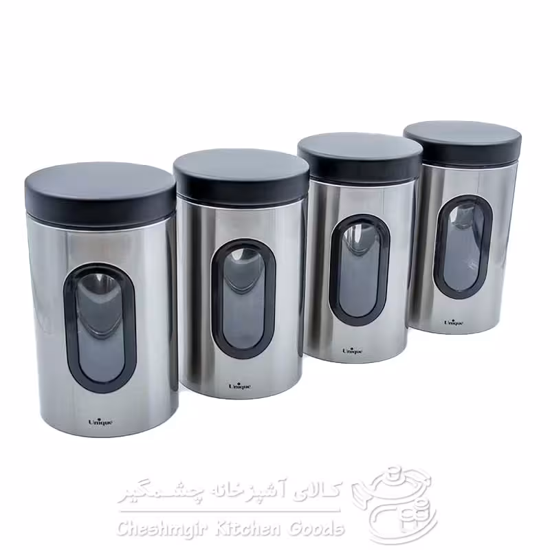 بانکه حبوبات استیل پنجره دار 2/5 لیتر یونیک مدل UN-5980