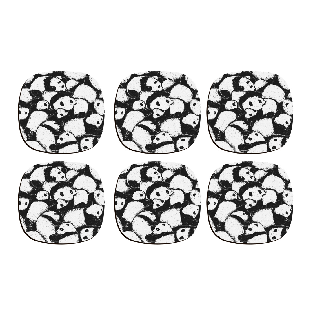 زیر لیوانی ترمه طراحان ایده مدل پانداها کد cfp109 بسته شش عددی