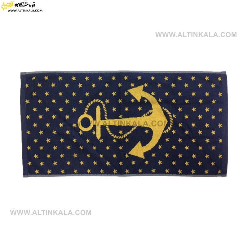 حوله استخری برق لامع طرح لنگر زرد سایز 70×140