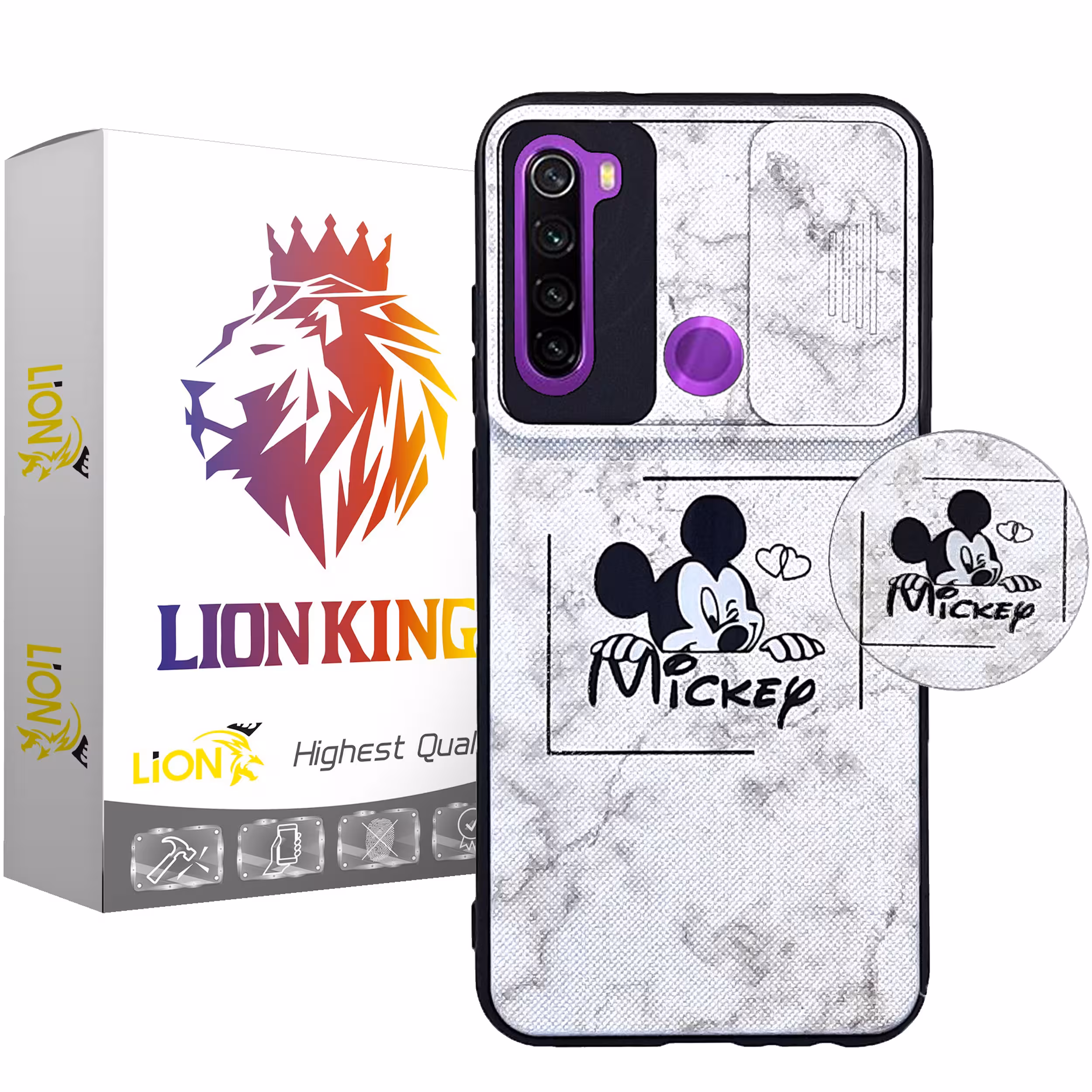 کاور لاین کینگ مدل K Mickep مناسب برای گوشی موبایل شیایومی Redmi Note 8 به همراه پایه نگهدارنده