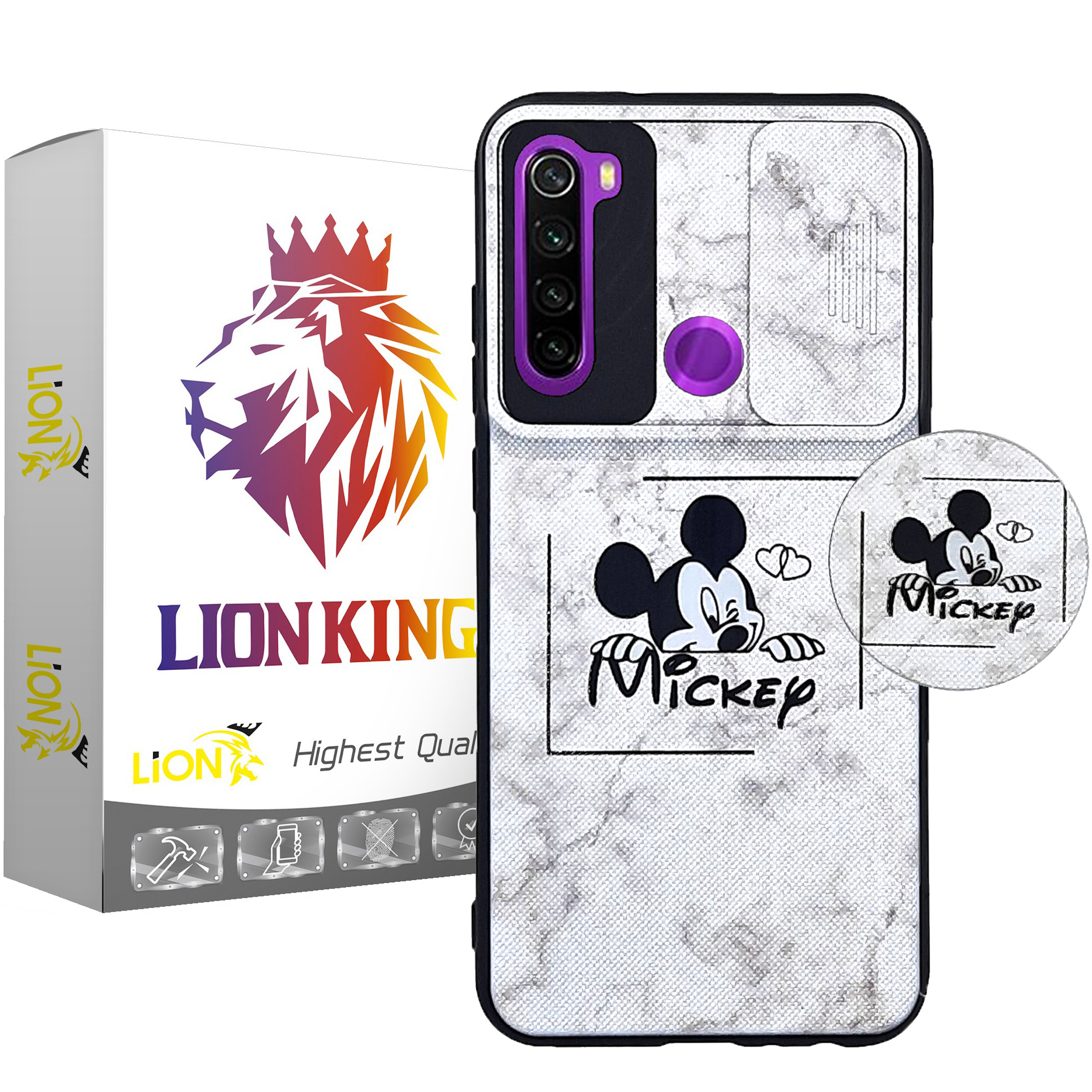  کاور لاین کینگ مدل K Mickep مناسب برای گوشی موبایل شیائومی Redmi Note 8 به همراه پایه نگهدارنده