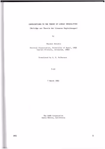 خرید و دانلود نسخه کامل کتاب Contributions to the theory of linear inequalities