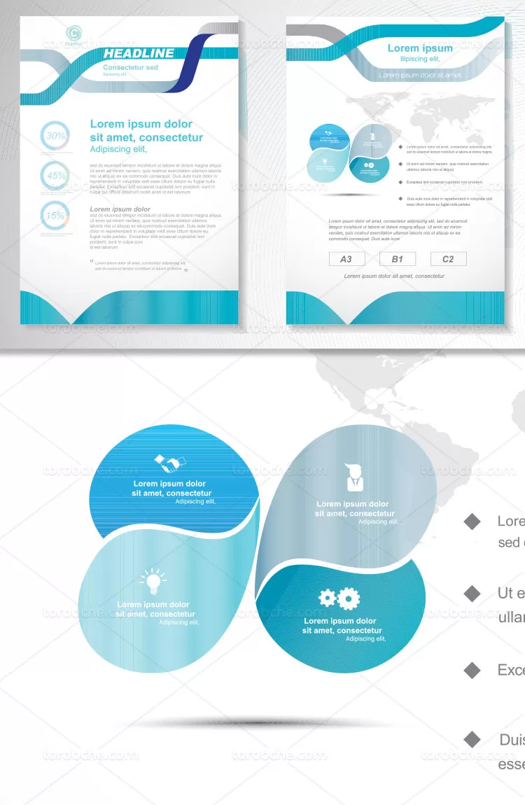 وکتور بروشور خلاقانه کسب و کار آبی | گرافیک با طعم تربچه