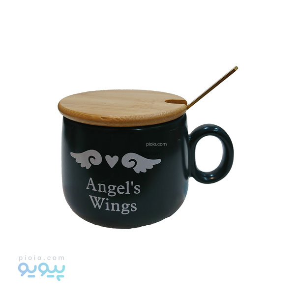 ماگ درب دار سرامیکی طرح فرشته