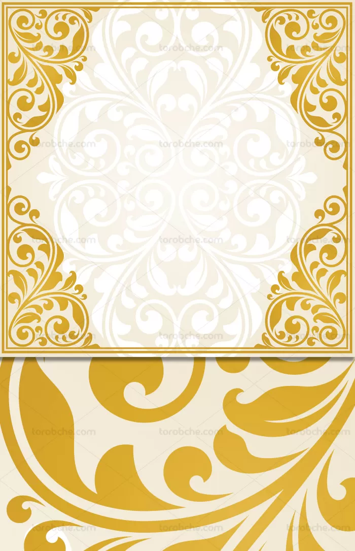 وکتور طرح قاب و حاشیه گل و بته تزئینی طلایی رنگ | گرافیک با طعم تربچه