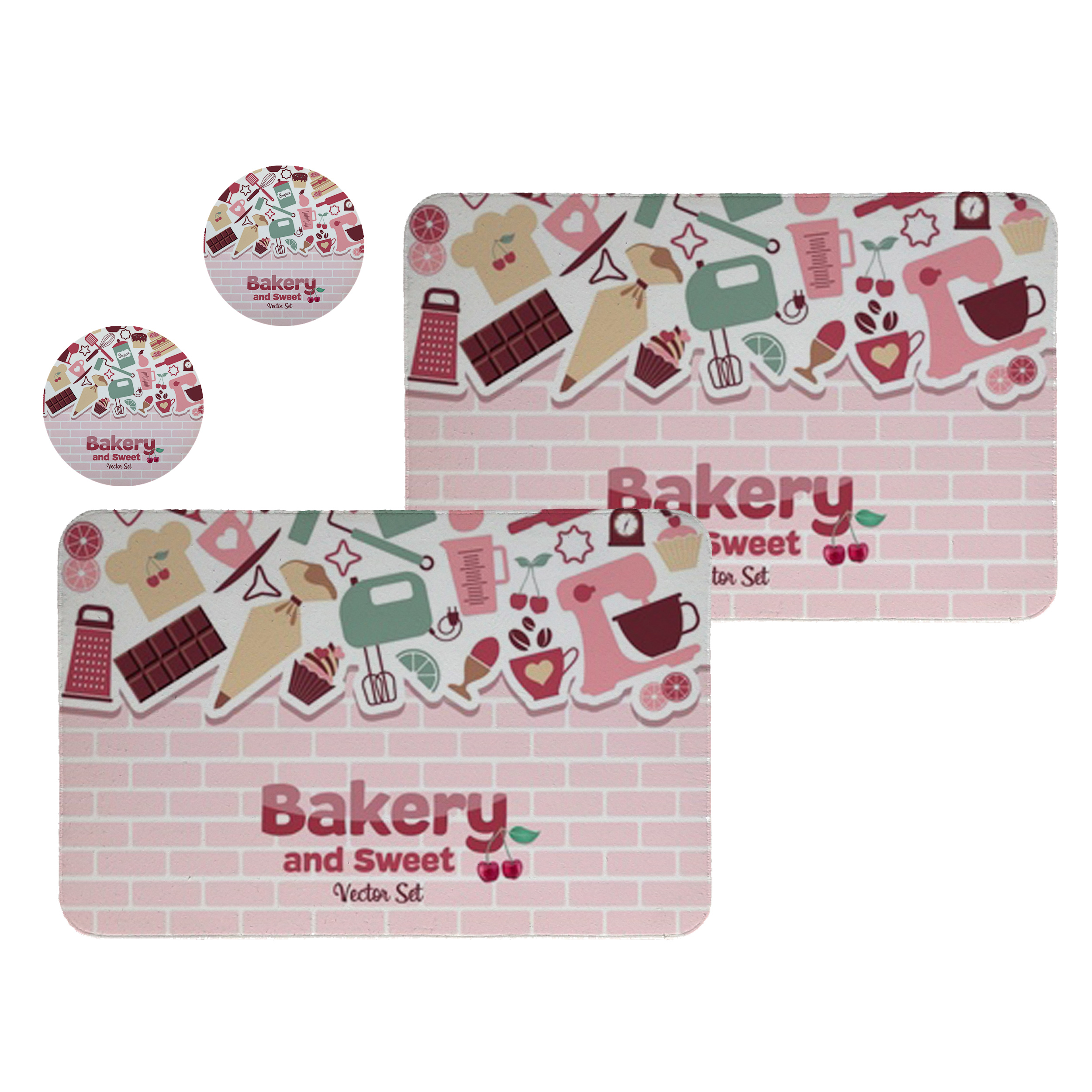 زیربشقابی طرح آشپزخانه کد 8212 مجموعه 2عددی همراه زیرلیوانی