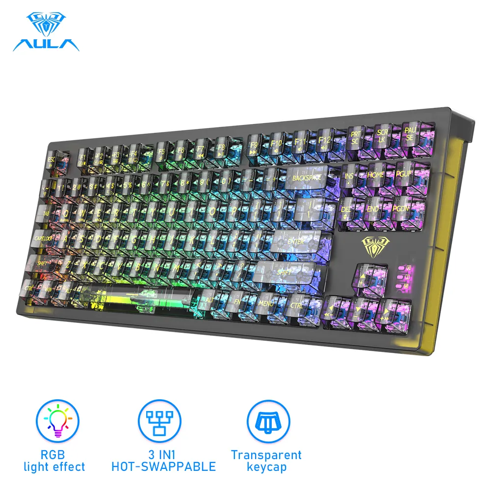 کیبورد شارژی وایرلس و بلوتوث گیمینگ آئولا مدل AULA F2183
