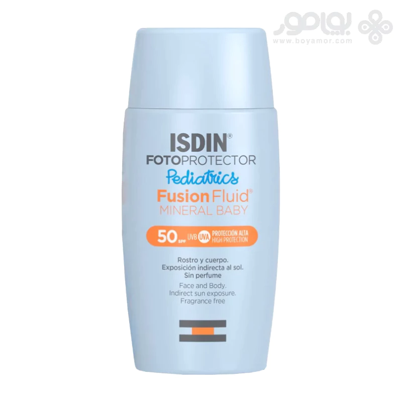 ضد آفتاب مینرال کودک ایزدین فیوژن فلوئید SPF50 مدل PEDIATRICS