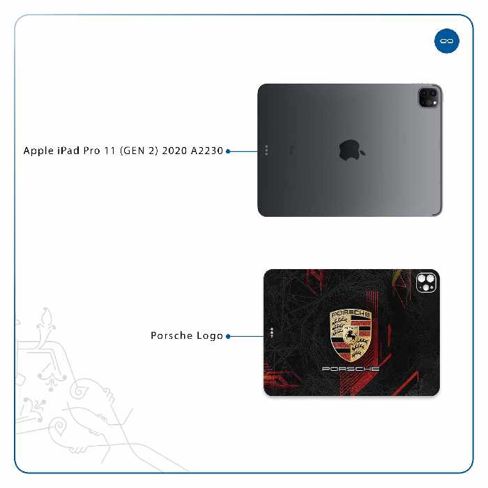 برچسب پوششی ماهوت مدل Porsche-Logo مناسب برای تبلت اپل iPad Pro 11 (GEN 2) 2020 A2230