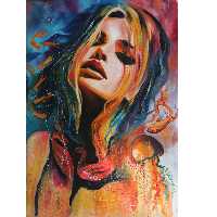 تابلو نقاشی رنگ روغن طرح پری دریایی