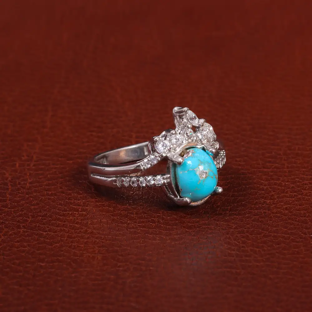 انگشتر فیروزه شجری زنانه کد 27609 - جواهری مشاهیر