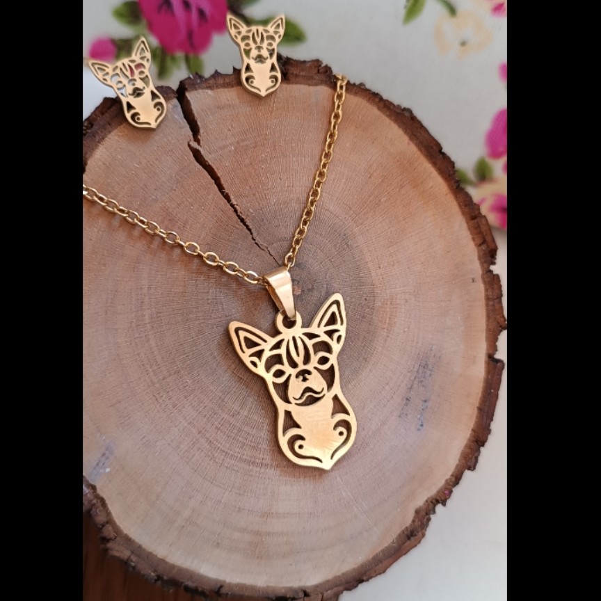 نیم ست طلایی رنگ ثابت طرح فانتزی(کد 23)