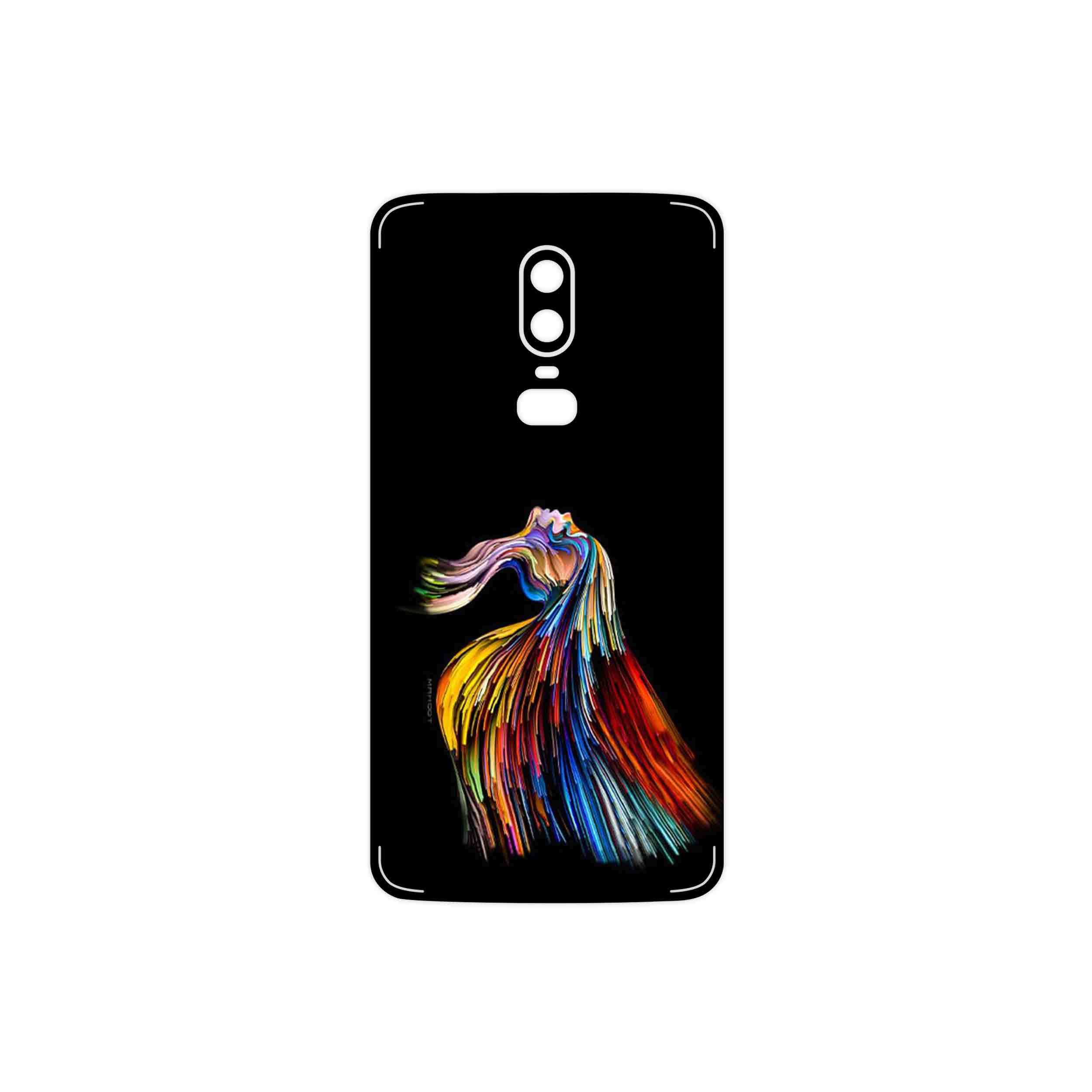 برچسب پوششی ماهوت مدل Rainbow Hair Digital Art مناسب برای گوشی موبایل وان پلاس 6