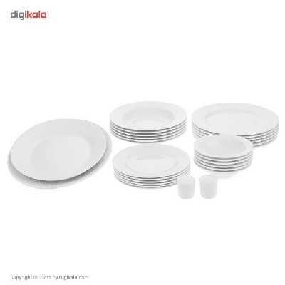 سرویس غذاخوری 28 پارچه چینی زرین ایران سری رادیانس مدل سفید درجه یک