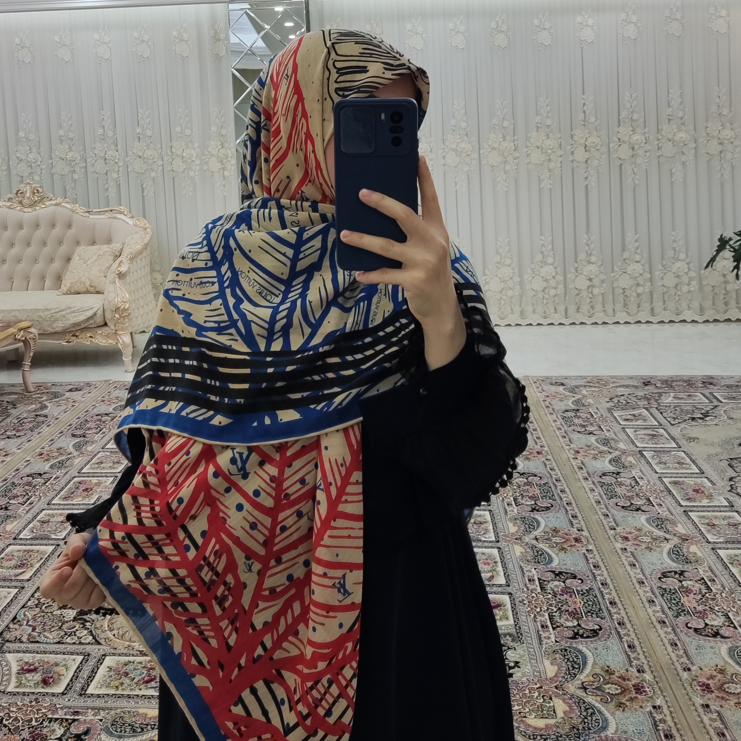 روسری سوپر نخ طرح هیوا ( کد 2)