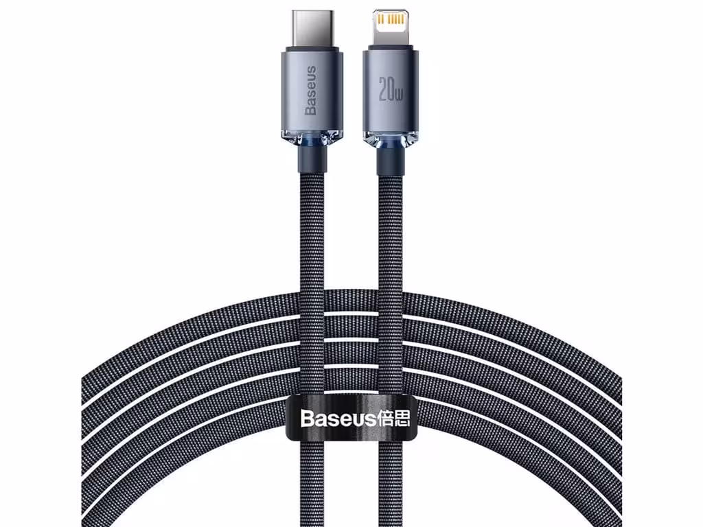 کابل تایپ‌سی به لایتنینگ بیسوس 2 متری  Baseus CAJY000301 Crystal Shine Series Fast Charging Data Cable Type-C to iP 20W