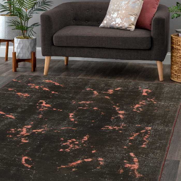  فرش دستبافت رنگ شده دو و نیم متری طرح وینتیج کد b537304