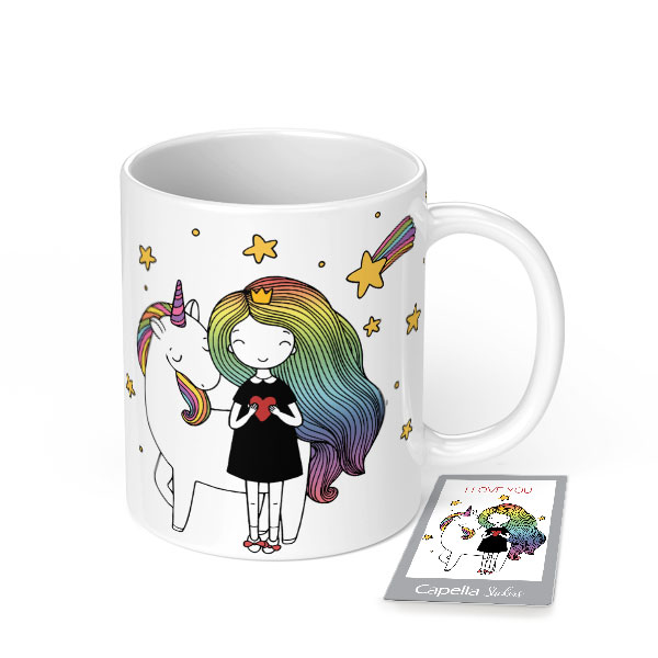 ماگ مگی مدل دیبا و یونیکورن به همراه استیکر