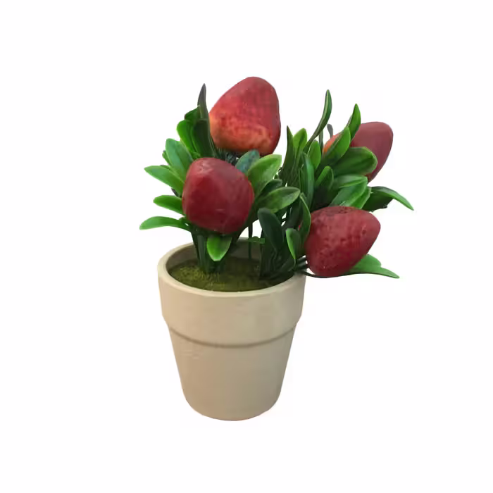 گلدان به همراه گل مصنوعی مدل strawberry کد 120 