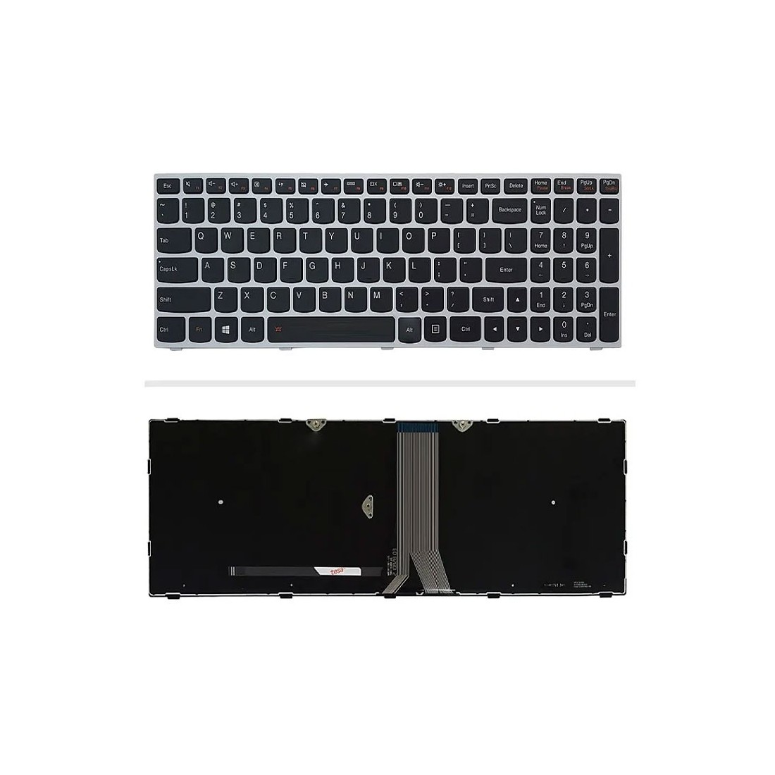 کیبورد لپتاپ لنوو Z50-75 (IdeaPad | با بکلایت | با فریم نقره ای)