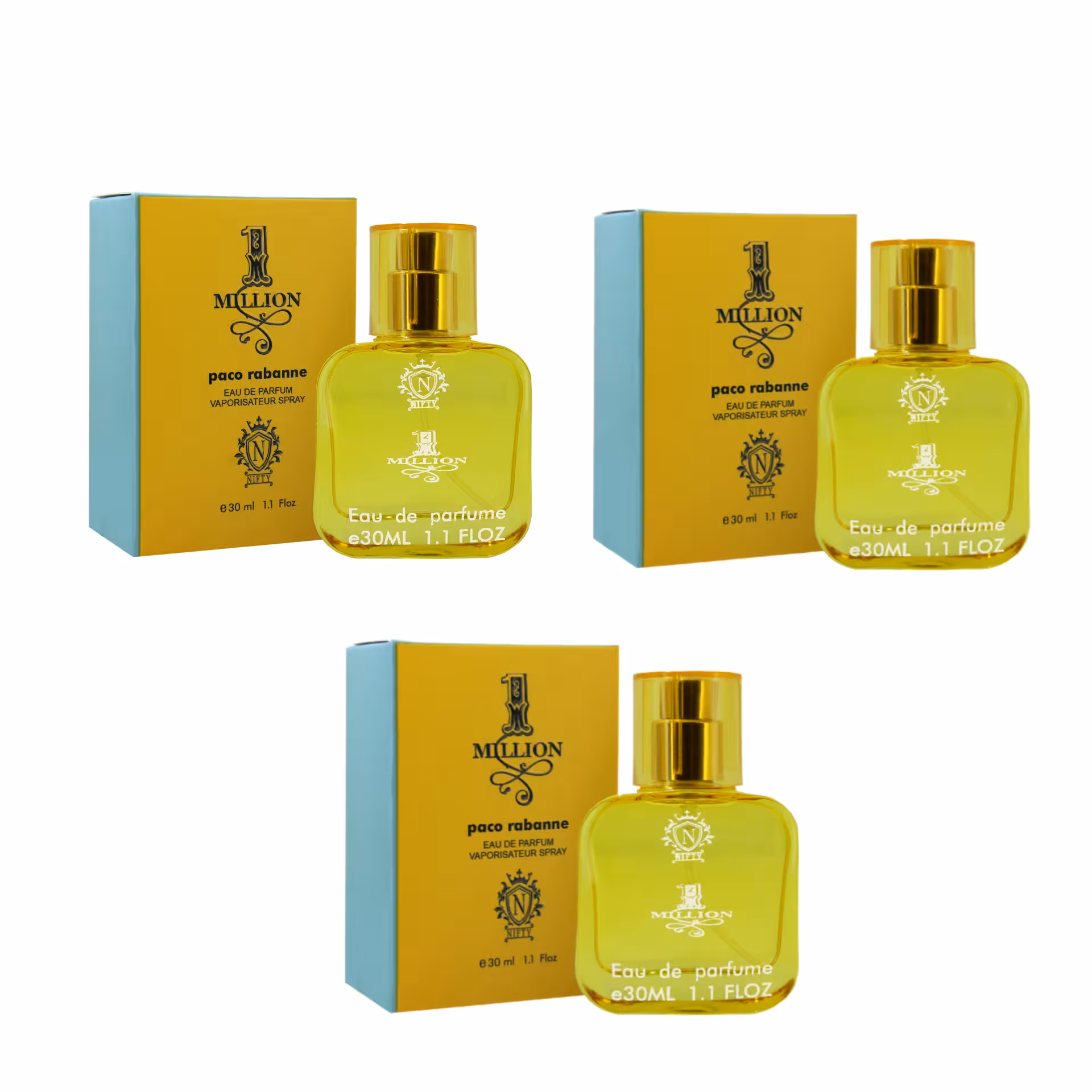 عطر جیبی مردانه نیفتی مدل وان میلیون حجم 30 میلی لیتر بسته سه عددی