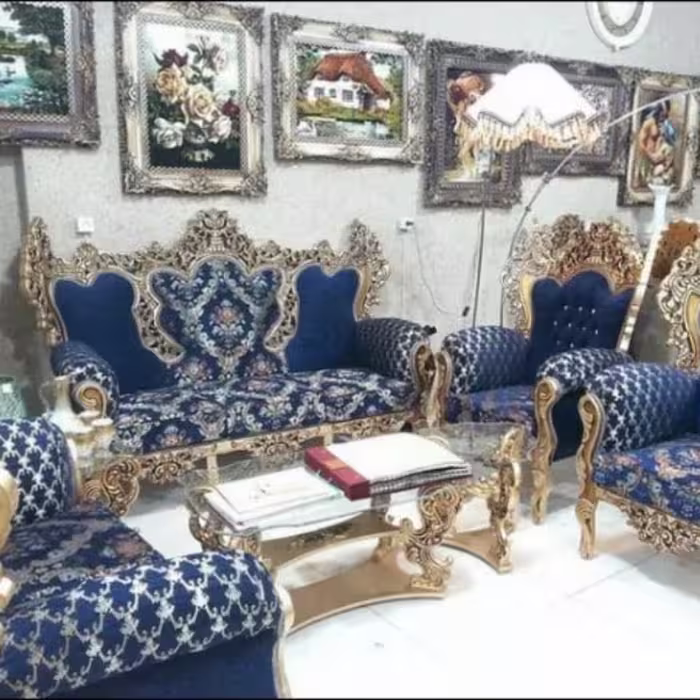 مبل سلطنتی پارچه سرمه ای هفت نفره ارسال کشوری پس کرایه