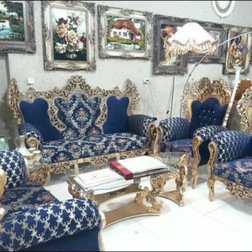 مبل سلطنتی پارچه سرمه ای هفت نفره ارسال کشوری پس کرایه