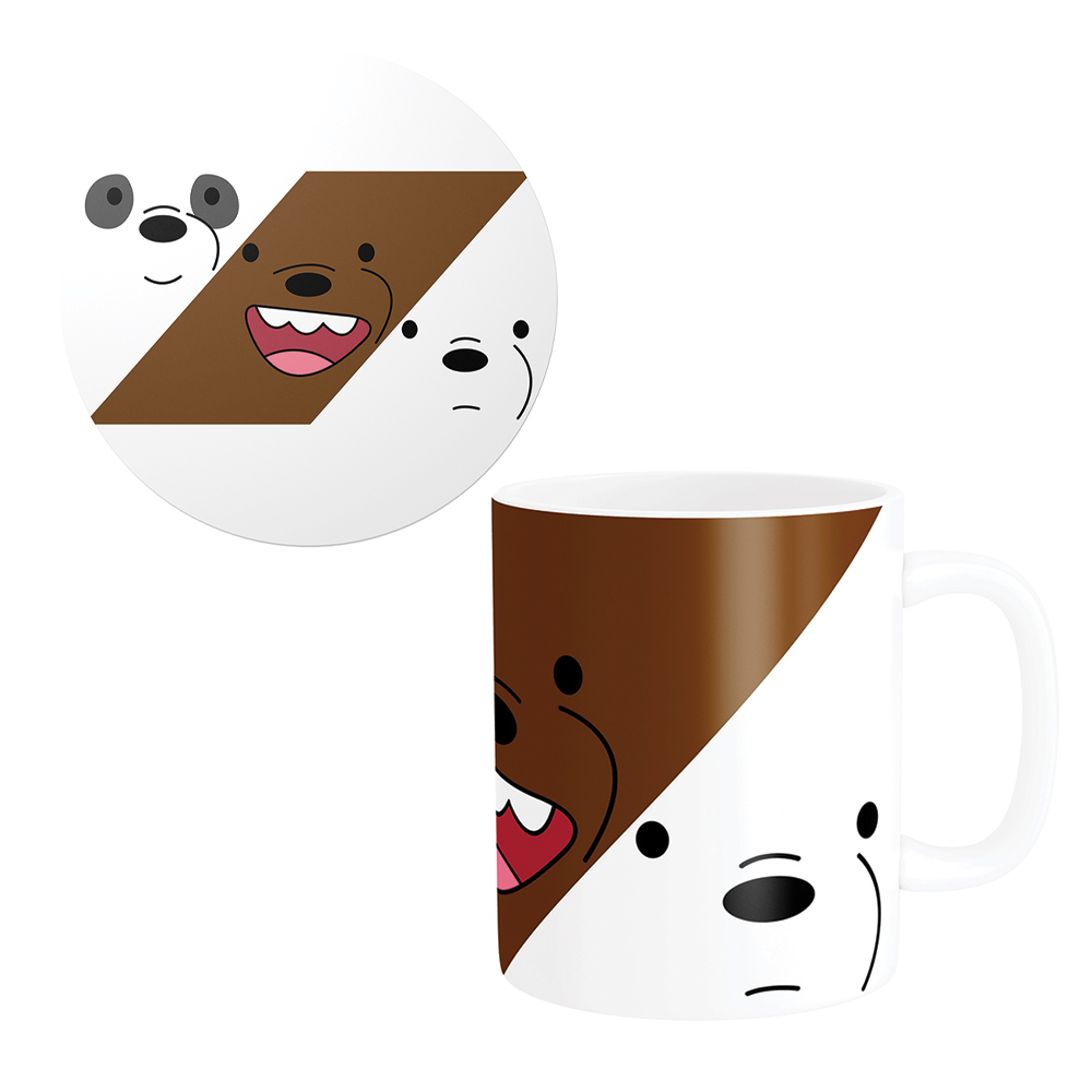 ماگ طرح سه خرس کله پوک کد 115 به همراه زیر لیوانی