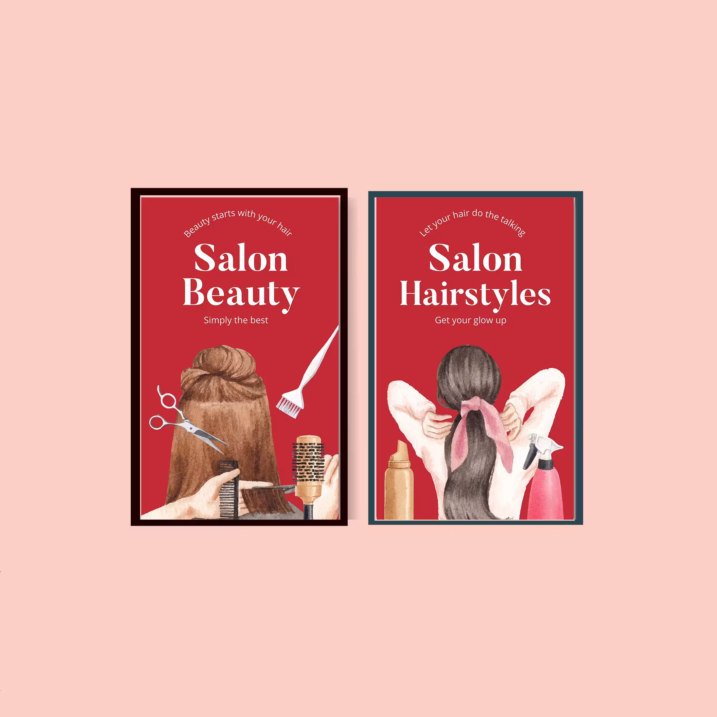 تابلو مدل دکوراتیو طرح salon hair کد 0440 مجموعه 2 عددی