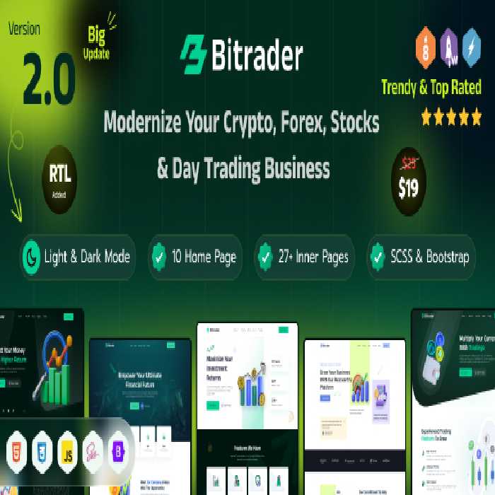 دانلود Bitrader قالب HTML خرید و فروش کریپتوکارنسی