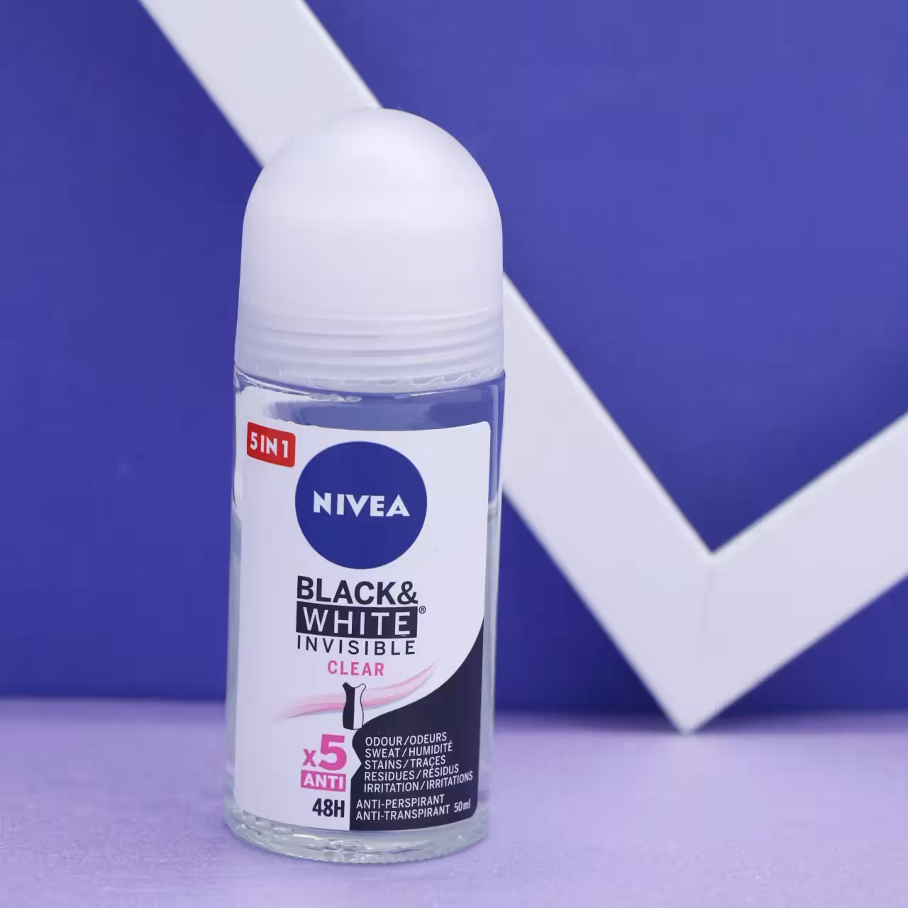 مام رول نیوا NIVEA BLACK &amp; WHITE INVISIBLE CLEAR حجم 50 میل 90213