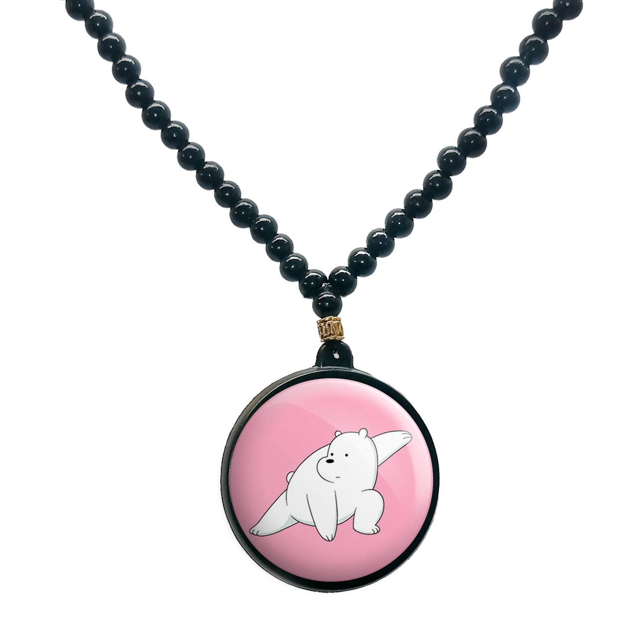 گردنبند پرمانه طرح خرس‌های کله‌ فندقی کد pmd.10211 مدل دو طرفه