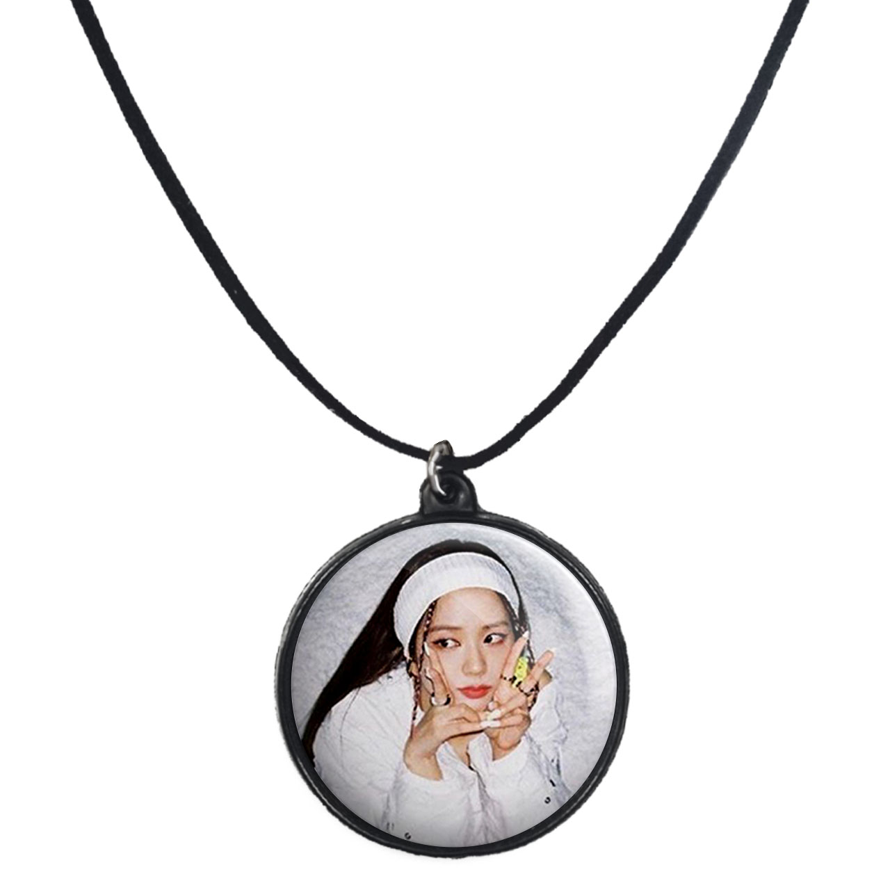 گردنبند پرمانه طرح بلک پینک کد pmb.18084 مدل دو طرفه